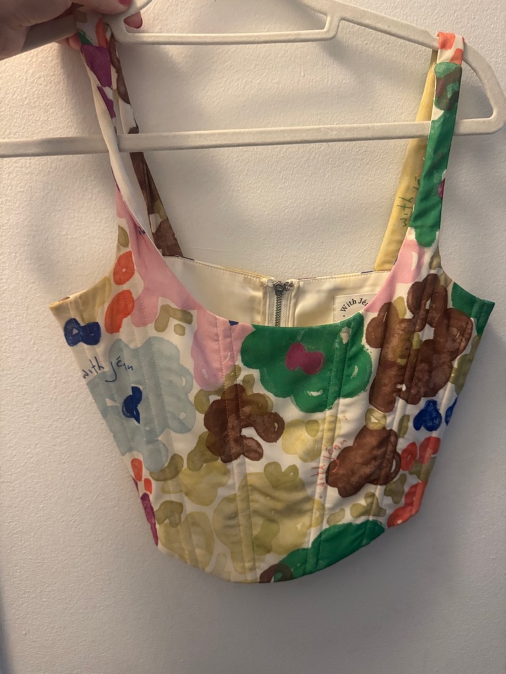 With Jean Multicolor Floral Bustier Top - White Base